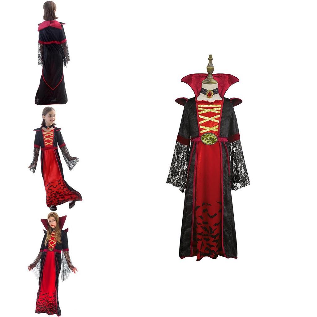 Girls Halloween Vampire Costume Spooky Cosplay Outfit For Dance