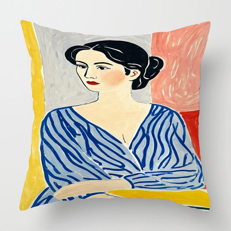 Винтажная наволочка с иллюстрацией фигуры 45x 45см, декоративная наволочка для подушки для спальни, дивана, универсальная для четырех сезонов, разнообразие по желанию