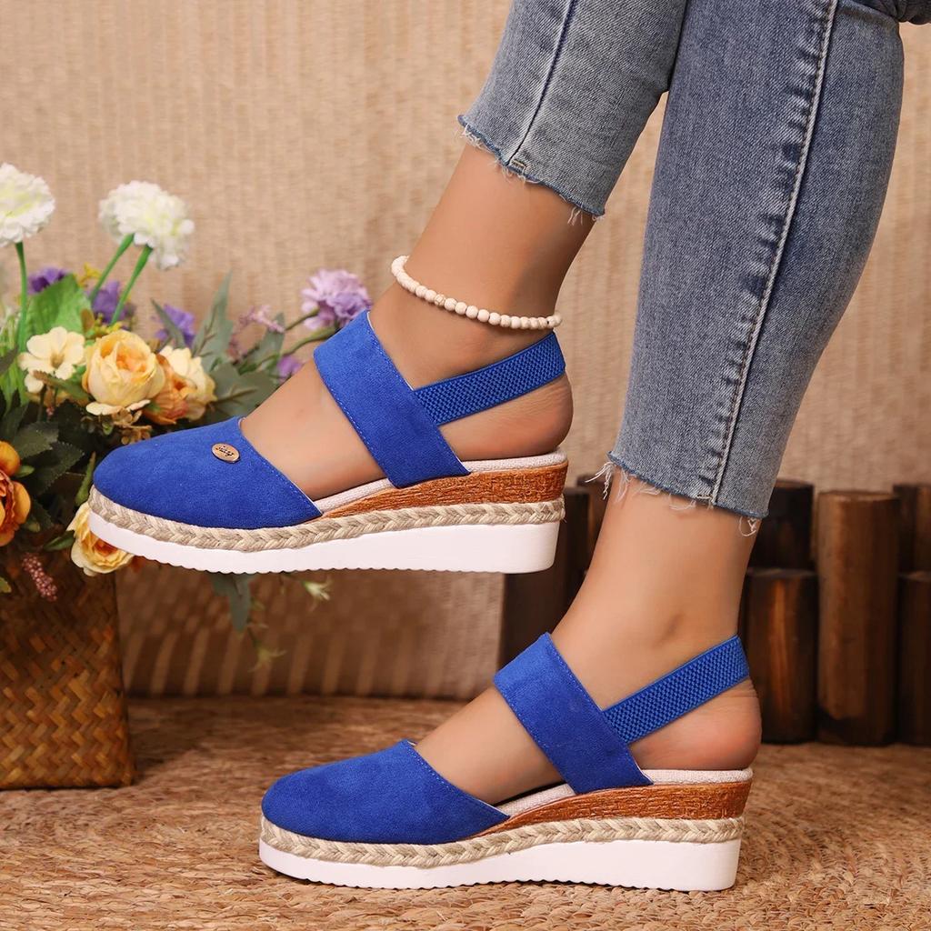 Fashion Women Closed Toe Wedge Sandals Women Summer Buckle Strap Gladiator Shoes Woman Fashion Espadrilles Platform Sandalias Mujer