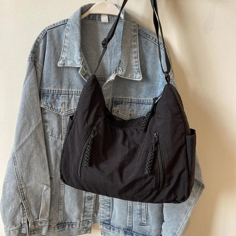 Новая повседневная универсальная косая кроссовая студенческая модная сумка через плечо большой вместимости, однотонная, холщовая