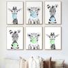 Nordic Animal Zebra Giraffe Blowing Bubbles Prints And Posters Wall Art Canvas Paiting Wall Pictures For Living Room Home Décor No Frame