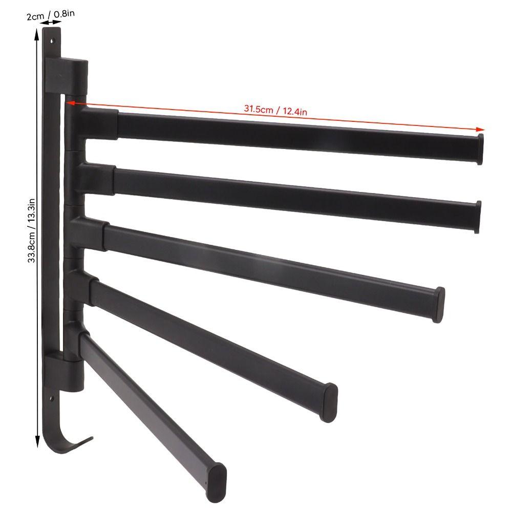 Aluminum Swivel Towel Rack Black Towel Holder Swivel Towel Bar Bathroom Kitchen Laundry Room
