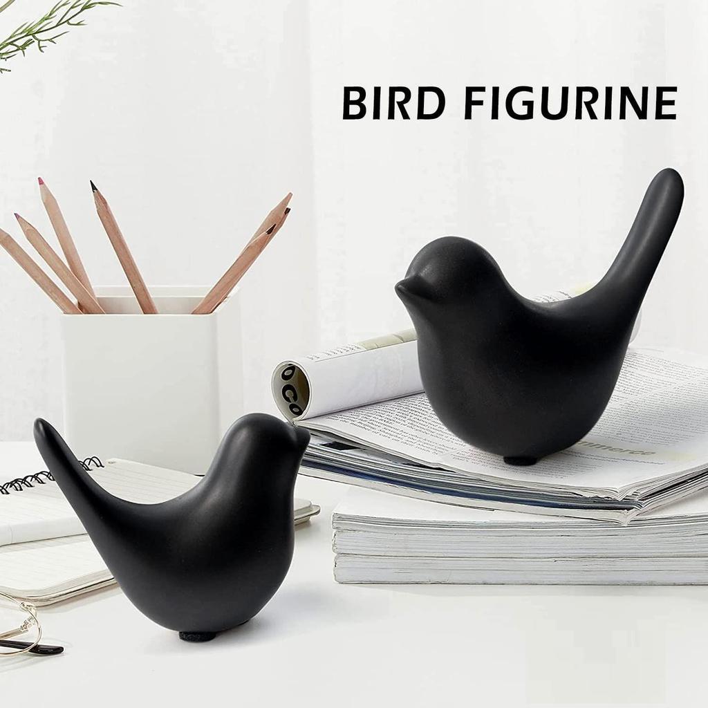Creative Black Birds Matte Figurines Home Decorations Accessories (Pack of 2, Black)
