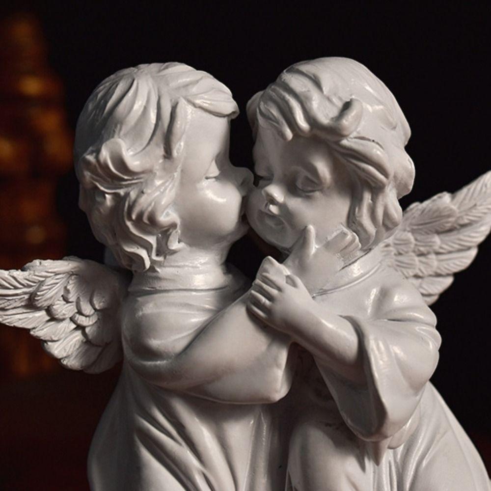 Resin Crafts High Quality Peaceful Prayer Angel Figurine Desktop Ornaments Sculpture Flower Fairy