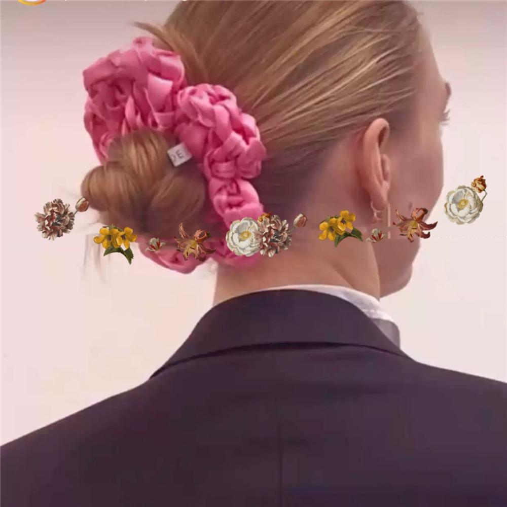 Elastic Flower Rubber Band Soft Hair Rope Cute Woven Heart Hair Tie Women