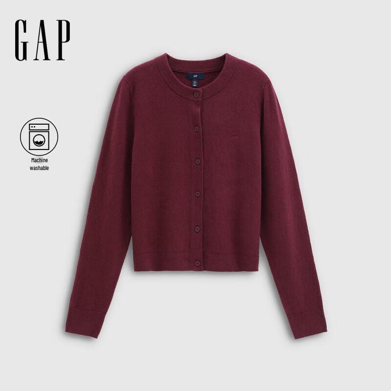 Gap Женский вязаный кардиган с вышитым логотипом, приталенный, с круглым вырезом, мягкий, для сезона Осень 2025