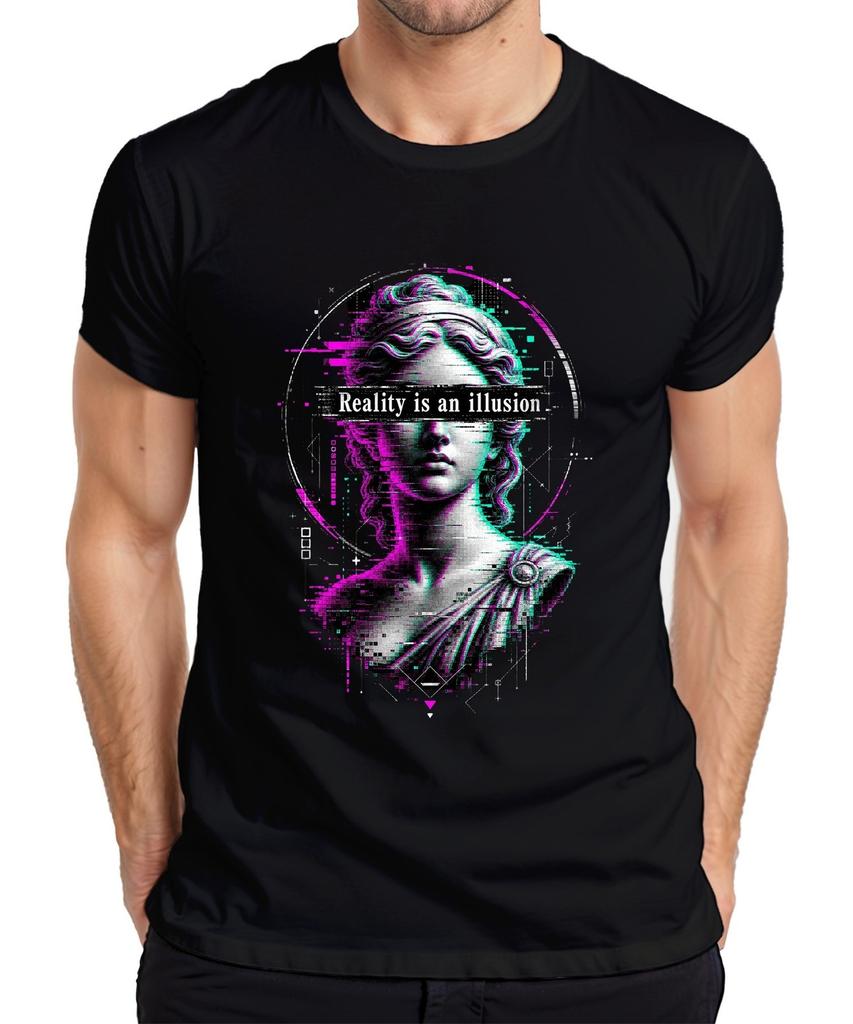 Reality is an Illusion Glitch Greek Bust Vaporwave Dark Men's T-Shirt