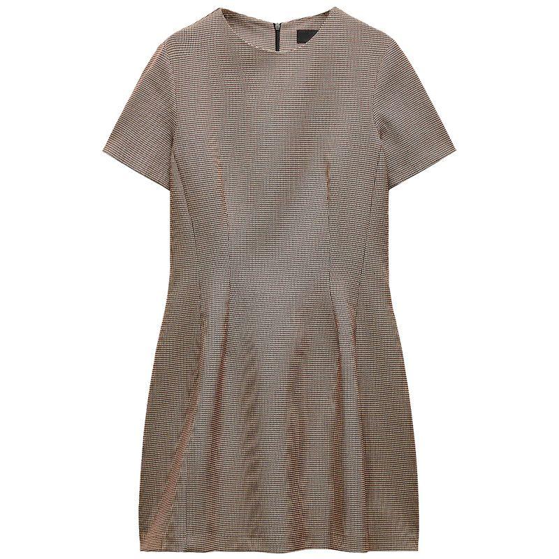 Zaprha2025 New Arrival Fashion Elegant Pleated Decoration Gingham Dress A- line Waist Fitted Small 2229287