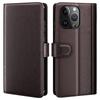 For iPhone 15 Pro Max Stand Cases Calf Texture Genuine Split Leather Wallet Phone Cover