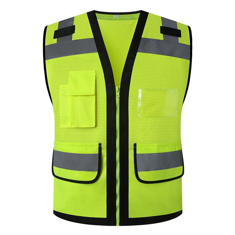 Светоотражающий рабочий жилет с карманами на молнии, сетчатый жилет повышенной видимости, светоотражающая рабочая одежда, мужской строительный жилет