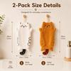2-Pack Cute Cartoon Cat Coral Fleece Hanging Towels - Ultra Soft, Quick-Dry | for Kitchen & Bathroom Hand Towels with Loop | Adorable White & Yellow