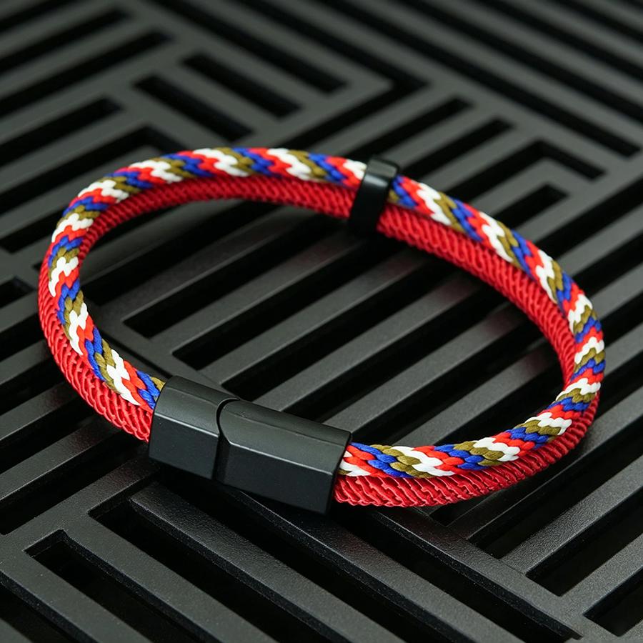 Stylish Color Block Design Men Cord Bracelet Premium Selected Ethnic Fabric Charm Braslet 8 Color Options Casual Versatile Joias