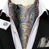 Men Business Cravat Silk Ascot Scarves Paisley Tie Set for Men Handkerchief Cufflinks Set