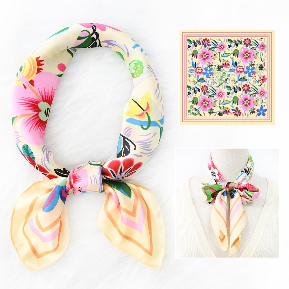 Women'S New Fashionable Atmosphere Simulation Silk Scarf Neck Protection Scarf Spring Summer Autumn Square Scarf