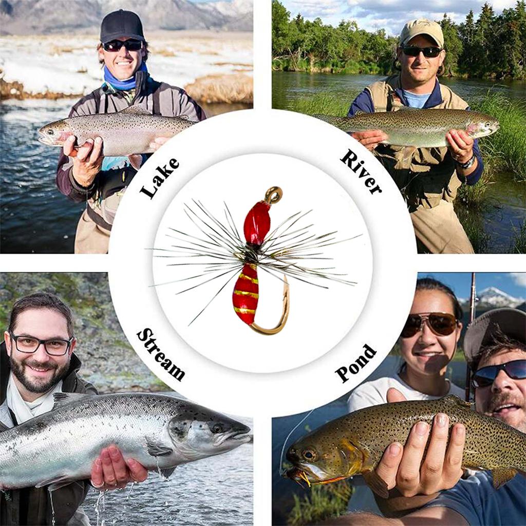 Приманка для муравьев Гриффита из 5 частей, крючок из углеродистой стали. Подходит для ловли форели, морского окуня, лосося и т. д.. - С коробкой для мух