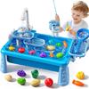 Игровой столик-раковина для воды для детей 2 3 4 5 6 лет - Уличная кухня с проточной водой, игры с рыбалкой, водный игровой столик для малышей (синий)