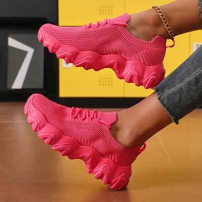 Женская спортивная обувь Удобные легкие кроссовки Дышащая сетка Обувь на платформе Модная женская уличная повседневная обувь