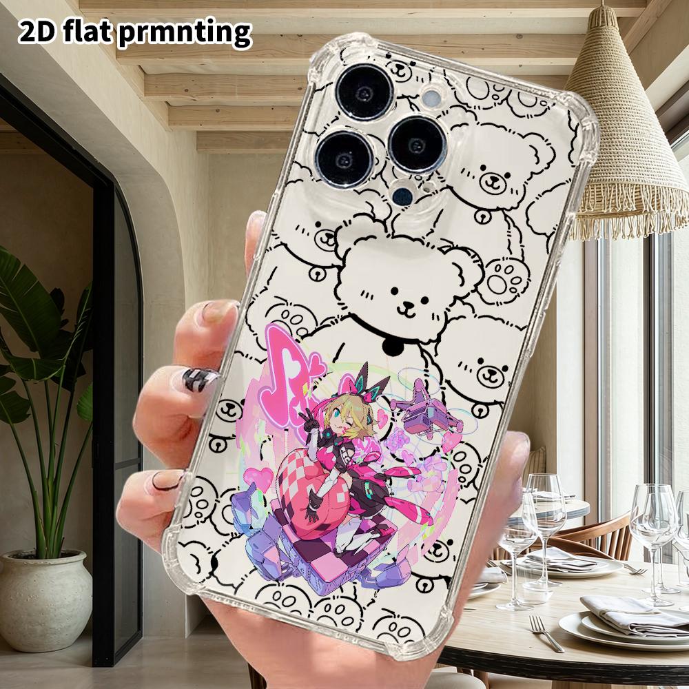 Phone case: 2D flat, fits iPhone 18 17 16 15 14 13 Pro, transparent four corner protection case, for girls, Christmas and Halloween gifts