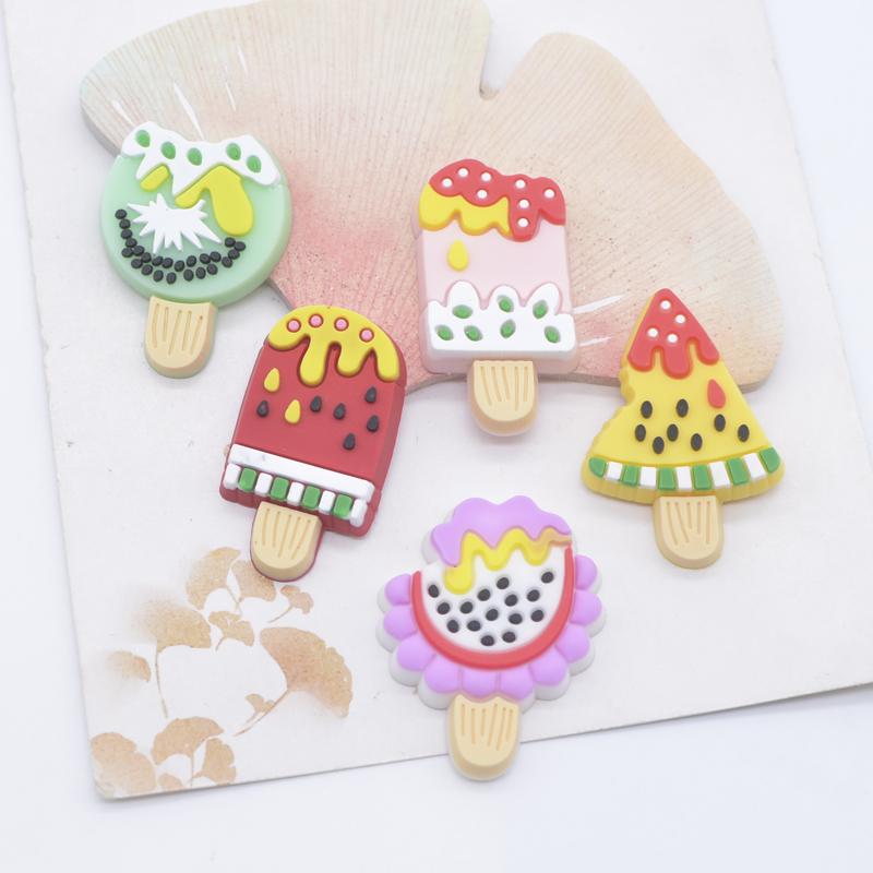 10Pcs Cartoon Fruit Ice Cream Food Figurines Flatback Scrapbooking Ornamnet Patches Accessories DIY Crafts Supplies