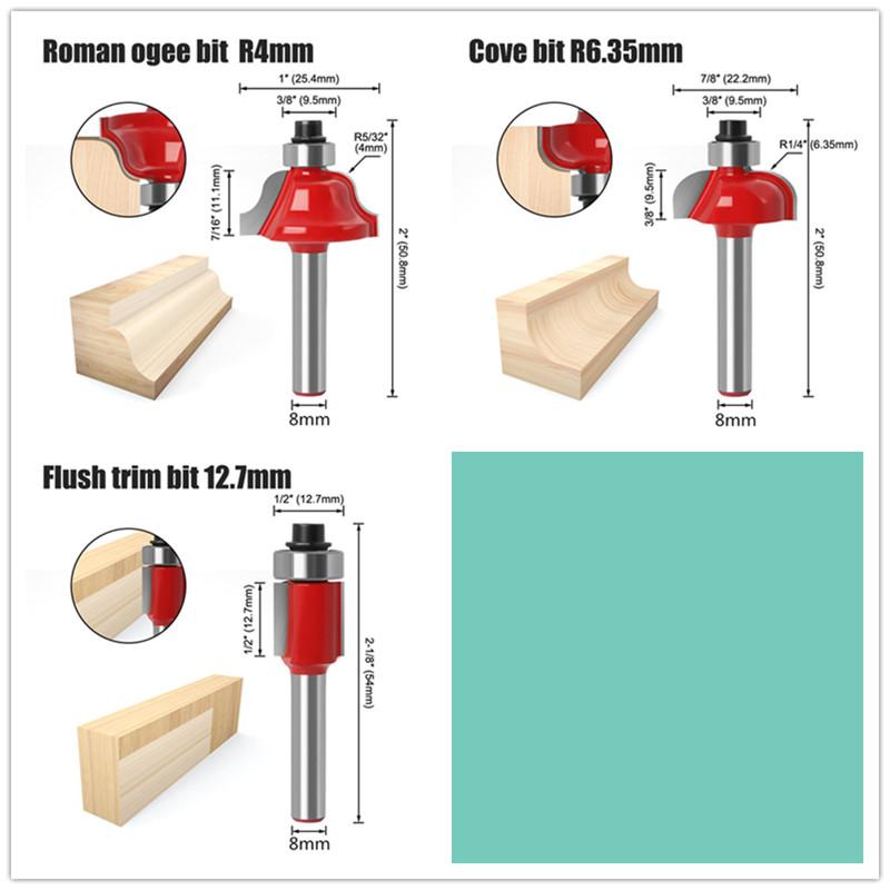 15 шт./компл., фрезы для деревообработки, 6 мм, 1/4 дюйма, 8 мм, твердосплавные фрезы с хвостовиком для резака по дереву, гравировальные режущие инструменты