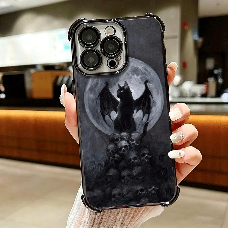 Черная кошка ведьма эстетика покрытие чехол для телефона для iPhone 16 17 Pro Max Air 16E 14 15 Plus 12 13 Mini противоударный чехол с подушкой безопасности