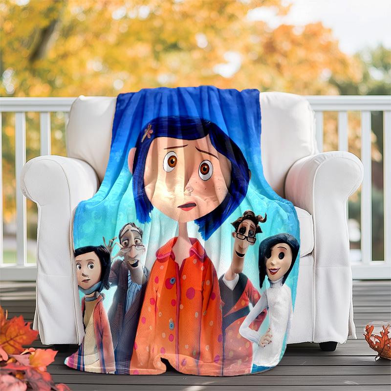 1pc Coraline2 Theme Blanket - Digital Print, Polyester, Cozy for All Seasons, Perfect for Outdoor, and Travel