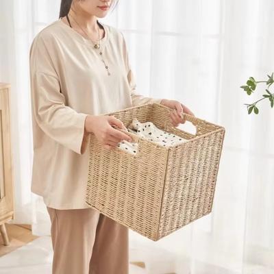 Большой складной ящик для хранения квадратный плетеный контейнер для хранения простой органайзер для мелочей спальня