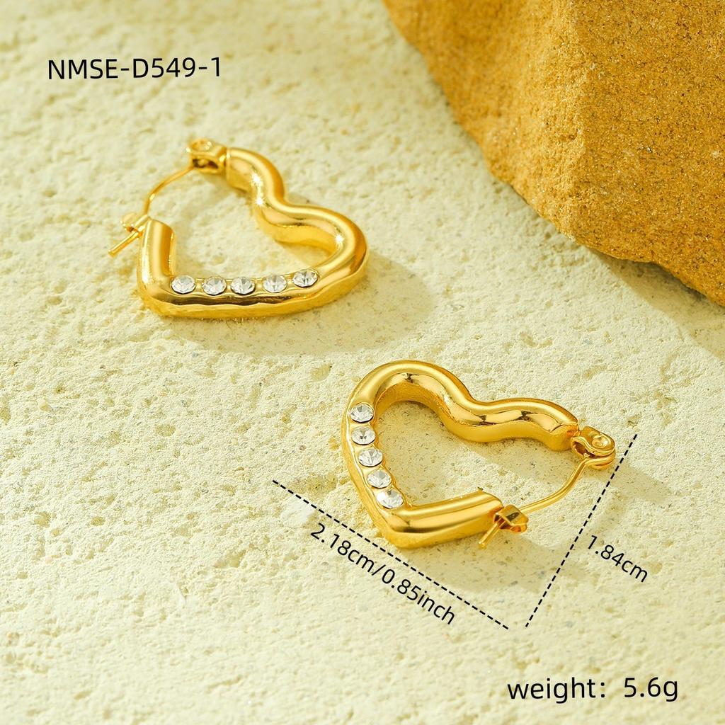 GEMCHIC Women's Stainless Steel Heart Stud Earrings - Minimalist Design Love Heart Earrings for Daily Wear