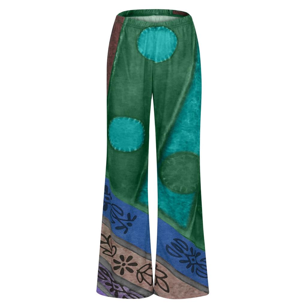 Модные женские туфли для отдыха в этническом стиле с ретро-принтом, свободные широкие брюки