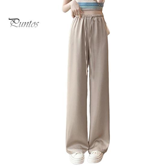 Wide Leg Pants for Women High Elastic Waist Casual Loose Straight Pants Satin Long Trousers for Summer Spring Fall