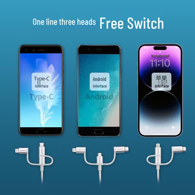 Ugreen 3-в-1 USB-кабель для зарядки