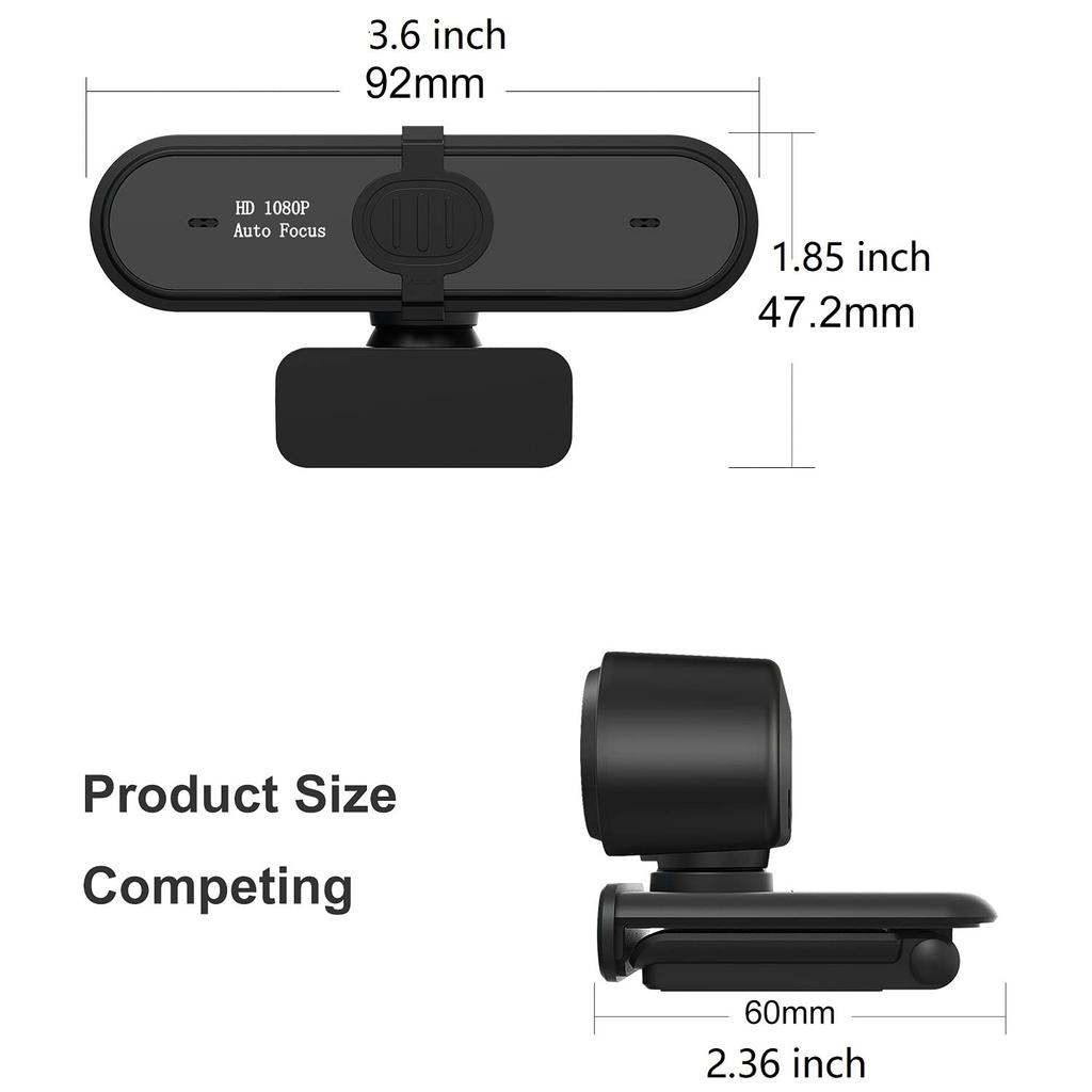 Веб-камера Full HD 1080P 60FPS Широкоугольная веб-камера Черная автофокусировка Стереомикрофон Широкая совместимость Потоковая передача 7 95° Zoom/Skype Конференция/Игры/Видео