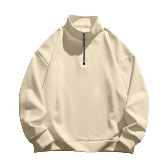 Мужская толстовка с застежкой-молнией и воротником-стойкой, с длинными рукавами, однотонный пуловер средней длины, спортивный повседневный топ, легкая одежда для путешествий, офиса, повседневной носки