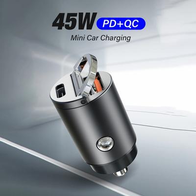 Универсальное автомобильное зарядное устройство PD+QC 90 Вт, двойной USB-адаптер для быстрой зарядки, совместимый с iPhone, Samsung, iPad, порт Type-C