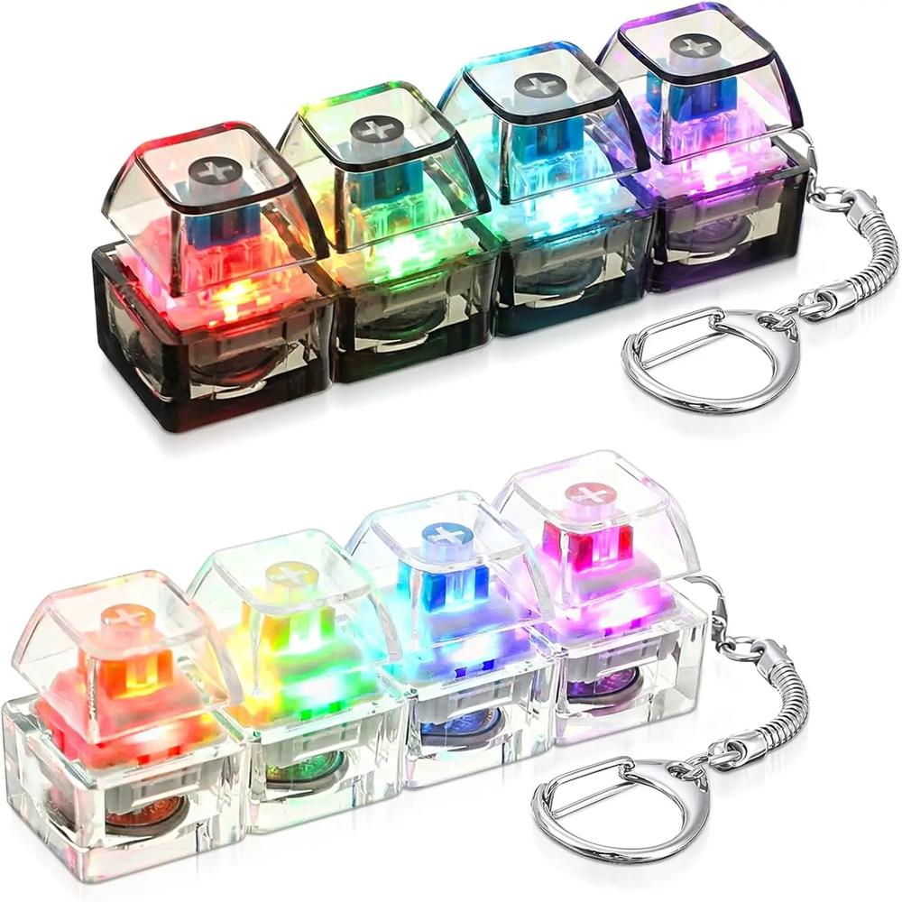 Led Light-Up Keychain Keyboard Clickable Button Fidgeting Plaything For Stress Stress Ease Portable Desk Accessory Office Decor Gift