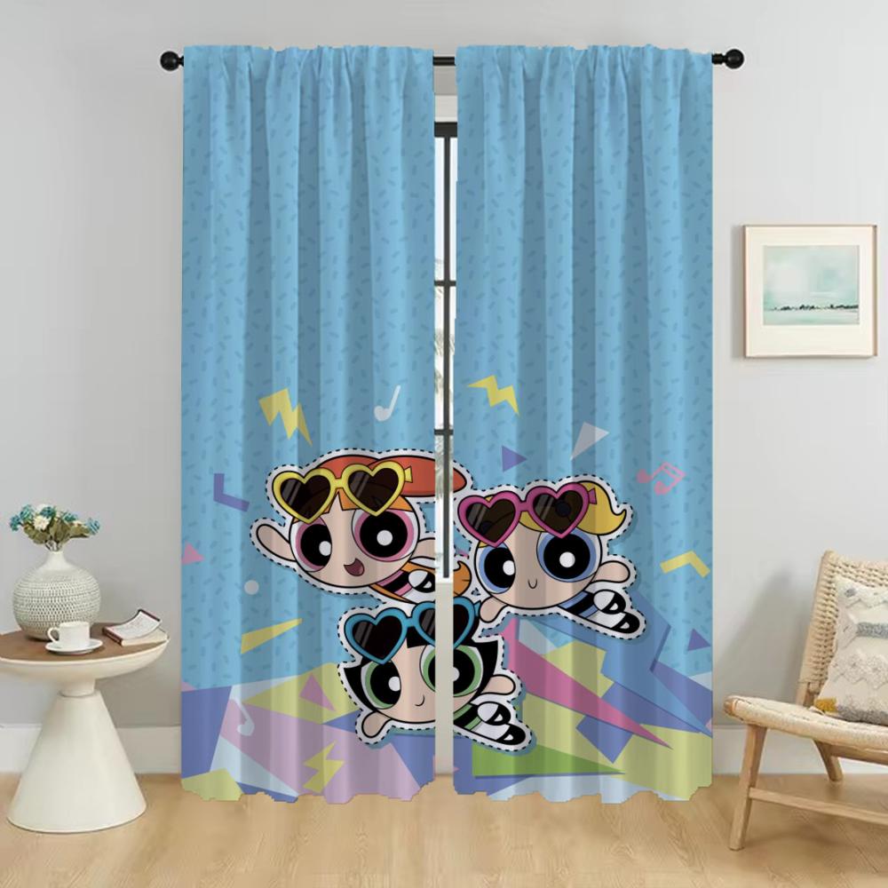 Современные шторы для гостиной для камеры Powerpuffs Home Interior Шторы 2 шт. Украшения на Хэллоуин Шторы для окон