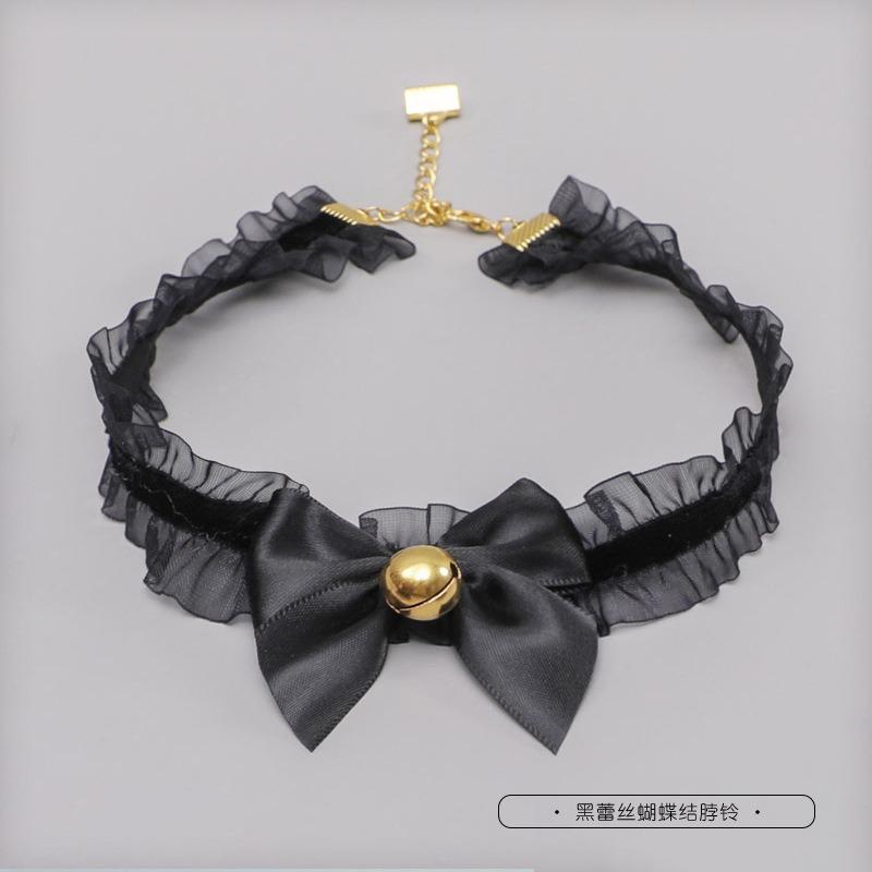 A Handmade Olita Neck Bell Accessory Prop Lace Bow Bell Collar Bow Tie Handmade