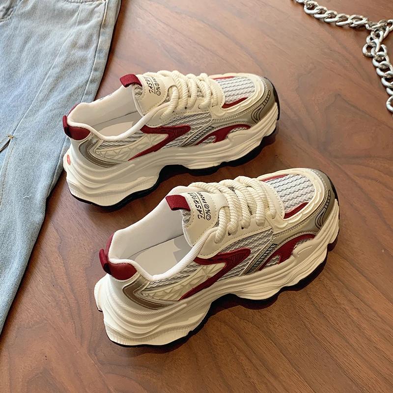 Женские кроссовки Cross Lace Up Fashion Толстые туфли на платформе Удобная женская повседневная обувь Плоские туфли Tenis Feminino Кроссовки D444