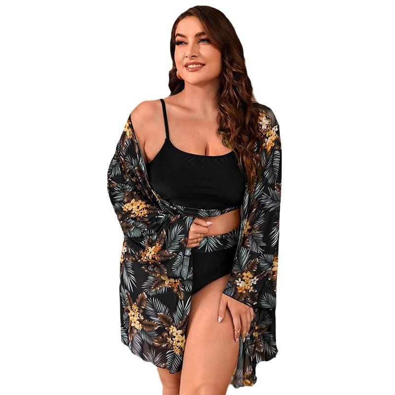 European and American large-size suit swimsuit women's digital printing blouse split bikini fat woman swimsuit skirt