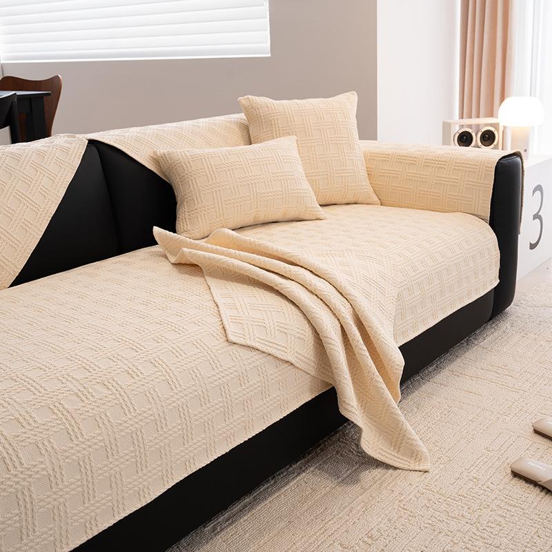 Новая хлопково-льняная подушка для дивана, универсальная для всех сезонов, утолщенная нескользящая подушка для сиденья, однотонный чехол для дивана высокого класса, накидка