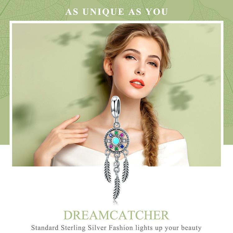 Bamoer 925 Sterling Silver Bohemian Dream Catcher Pendant Charm Fit Bracelet & Necklaces