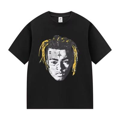 Винтажная футболка 90-х с принтом рэпера XXXTentacion Альбом 2026 Мужская Классическая Хлопковая футболка Оверсайз в стиле Панк Хип-Хоп Унисекс Уличная одежда