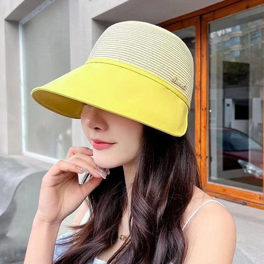 UV Protection Women's Straw Hat Wide Brim Fisherman Cap Fashion Bucket Sunhat  Camping