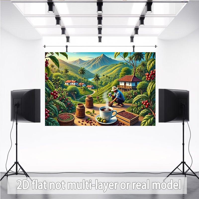 Coffee Mountain Landscape Banner Polyester Party Photo Backdrop