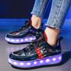 2025 New Children's Runaway Shoes Boys' Runaway Shoes Double Wheel Skating Roller Shoes with Lights Four-wheel Sports Shoes Girls