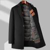 Double-sided Woolen Coat Men's Coat Autumn and Winter Scarf Business Removable Down Liner Woolen Coat