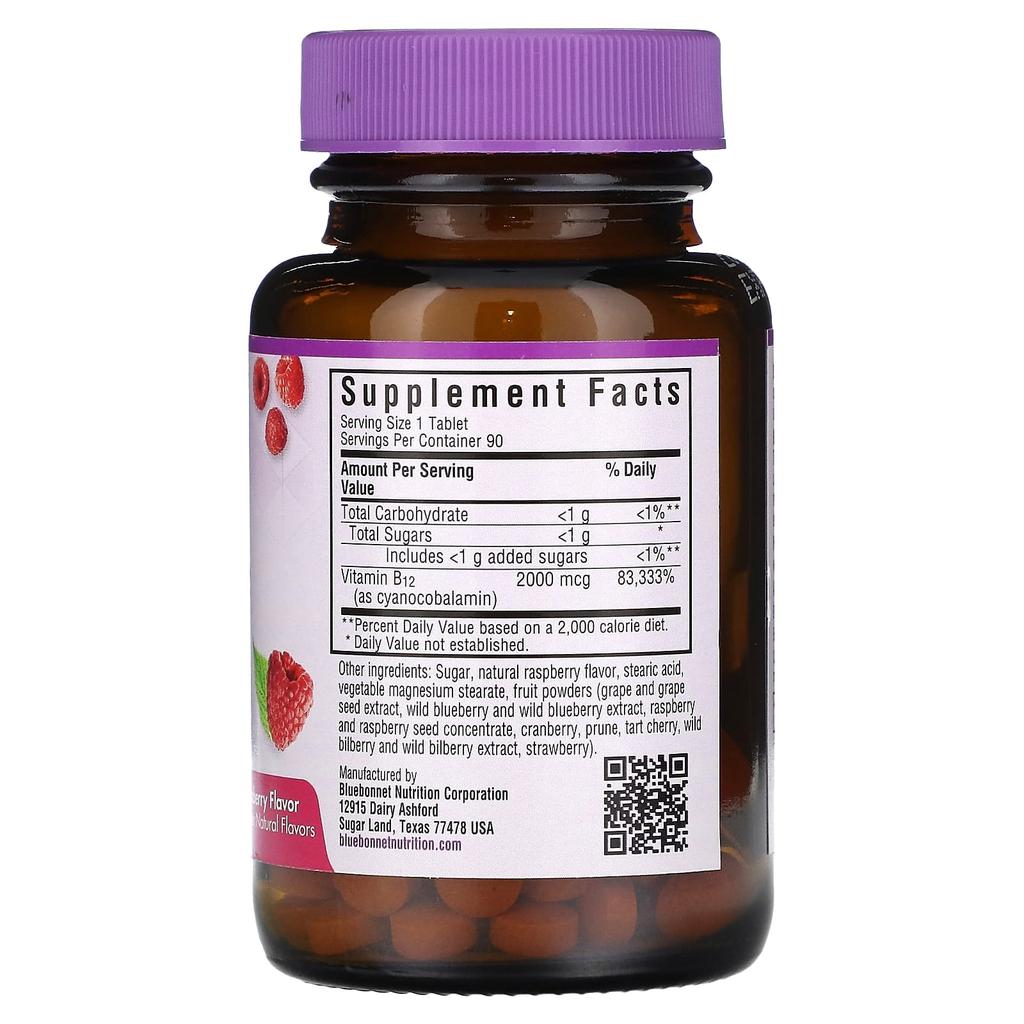 Earthsweet Chewables, Vitamin B12, Raspberry, 2,000Mcg, 90 Chewable Tablets