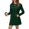Women's Long Sleeve Sweatshirt Dress, Crew Neck Back Ruched Pocket Casual Dress, European American Size Crossborder Women Clothing