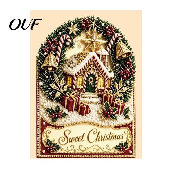 Santa Claus Snowman Elk Design DIY Faux Pearl Painting Christmas Greeting Card, 3D Handmade Card Interactive Paper Art Decoration Holiday Craft
