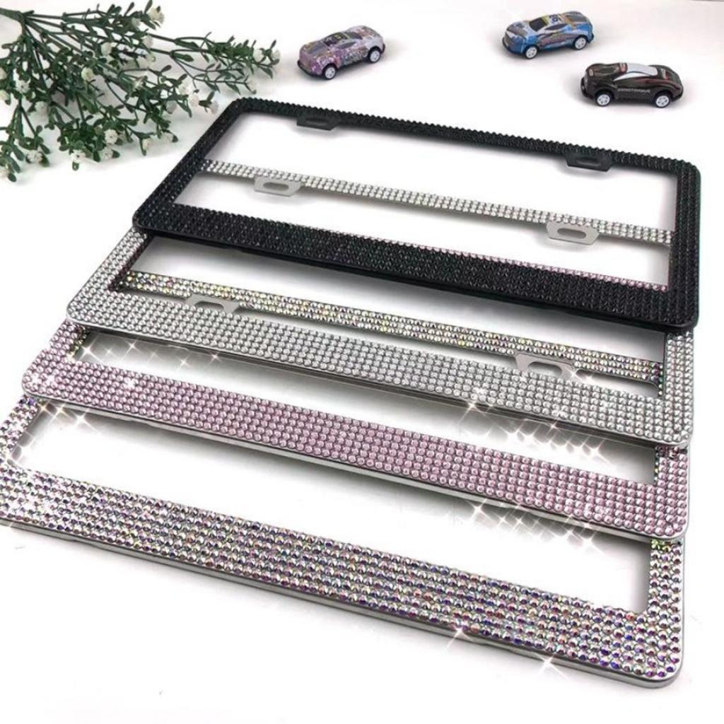 1шт рамка номерного знака автомобиля блестящая хрустальная рамка номерного знака американский номерной знак рамка номерного знака из нержавеющей стали автомобильные аксессуары